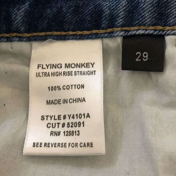 Flying Monkey Super Distressed Medium Wash Straight Leg Jeans Size 8/29 - Picture 10 of 15